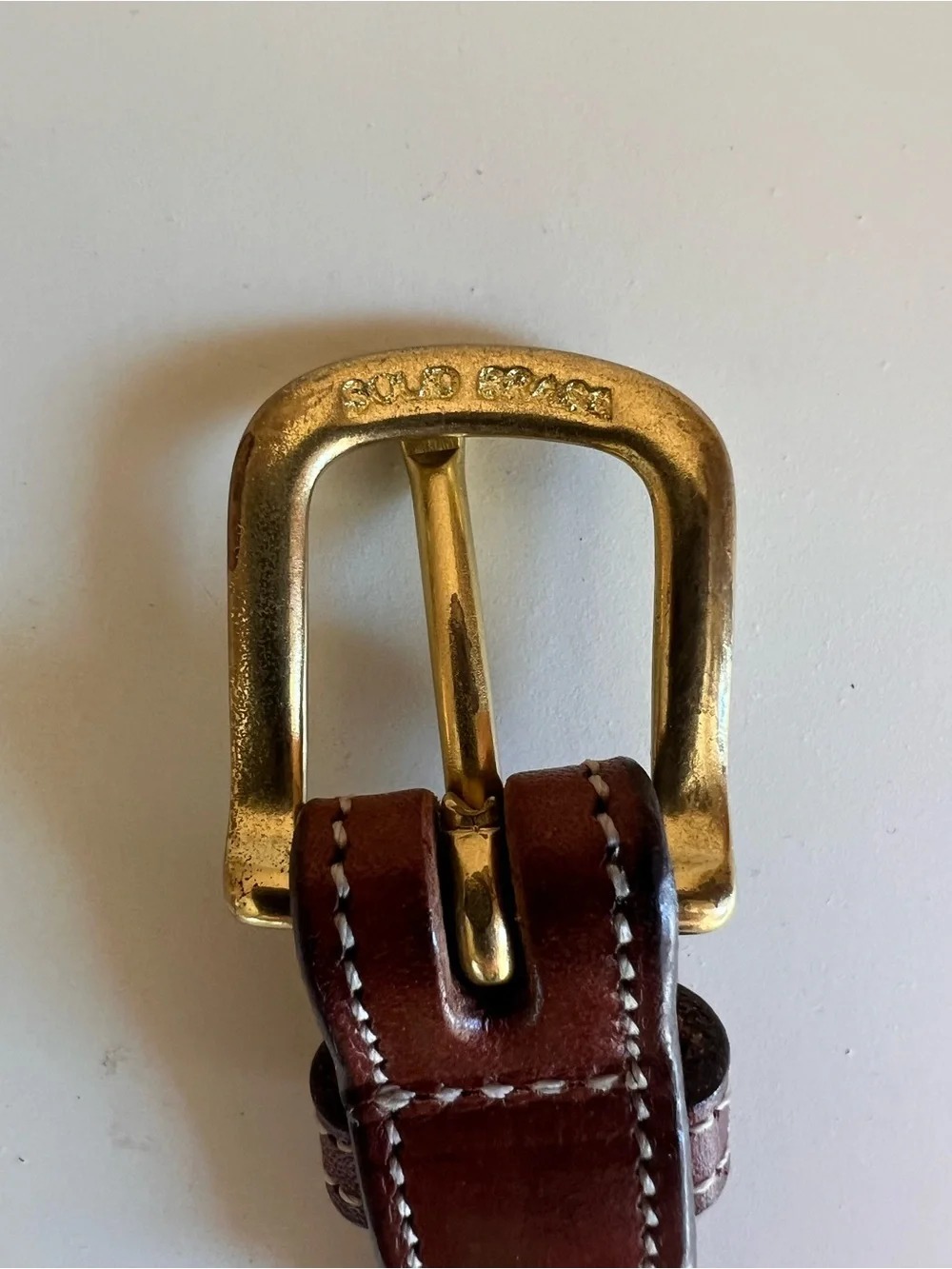 Tory Classic Brown Leather Belt with Brass Buckle